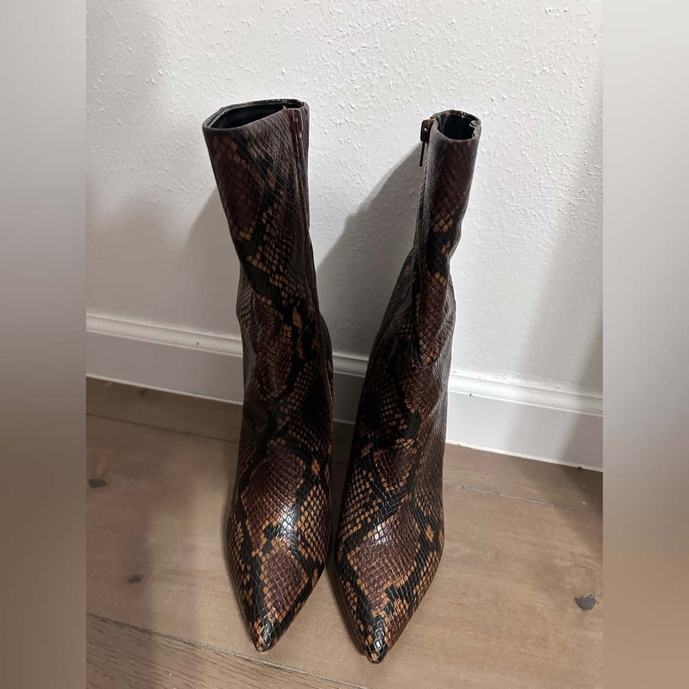 Aldo Brown Snakeskin Ankle Boots